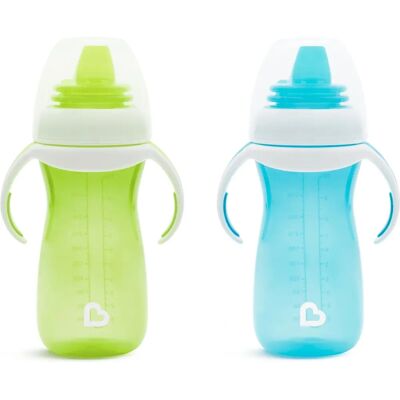Munchkin Sanfter Übergang Trinkbecher - Auslaufsicher, 10 oz, Blau & Grün, für 9+ Monate Munchkin Sanfter Übergang Trinkbecher - Auslaufsicher, 10 oz, Blau & Grün, für 9+ Monate