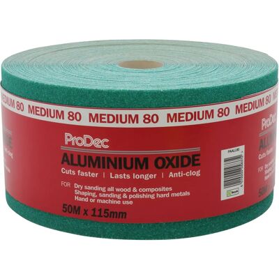 ProDec Aluminiumoxid sliprulle - Korn 80 - 50m - För trä, färg, metall ProDec Aluminiumoxid sliprulle - Korn 80 - 50m - För trä, färg, metall