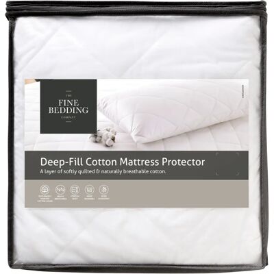 Fine Bedding Co. - Deep Fill - White - Cotton - Mattress Protector Fine Bedding Co. - Deep Fill - White - Cotton - Mattress Protector