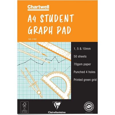 Clairefontaine Modell J14b Grafiktavla 1/5/10mm - Vit / Ljusgrön - 50 blad Clairefontaine Modell J14b Grafiktavla 1/5/10mm - Vit / Ljusgrön - 50 blad