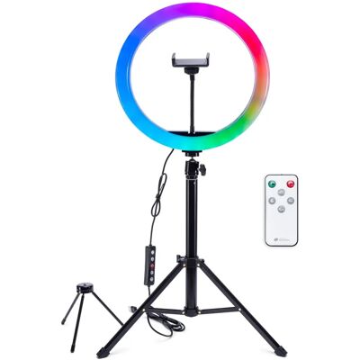 Rio RGB LED Ringleuchte - Tragbar, Verstellbar, 50+ Farben Rio RGB LED Ringleuchte - Tragbar, Verstellbar, 50+ Farben
