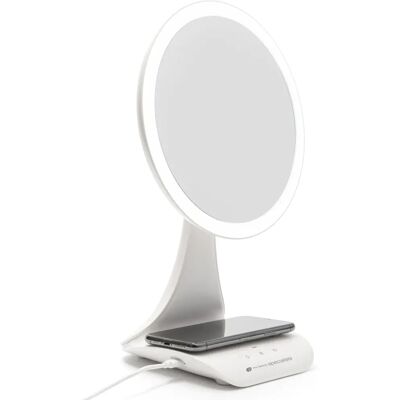 Miroir de Chargement Sans Fil Rio - Miroir de Maquillage avec Zoom 5x et Éclairage LED - Publicité Miroir de Chargement Sans Fil Rio - Miroir de Maquillage avec Zoom 5x et Éclairage LED - Publicité