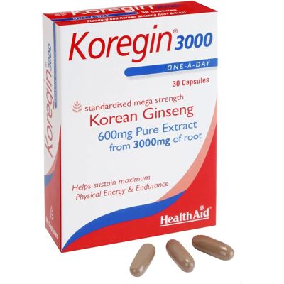HealthAid Koregin 3000 - Korean Ginseng Capsules - Energy & Well-being HealthAid Koregin 3000 - Korean Ginseng Capsules - Energy & Well-being