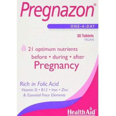 Health Aid Pregnazon - Folic Acid, B6, B12, Iron - 30 Tablets Health Aid Pregnazon - Folic Acid, B6, B12, Iron - 30 Tablets