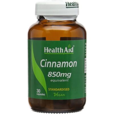 Health Aid Cinnamon 850mg Capsules - Supplement Health Aid Cinnamon 850mg Capsules - Supplement