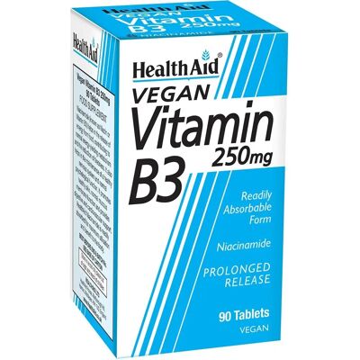 HealthAid Vitamin B3 250mg Niacinamid - Verzögerte Freisetzungstabletten HealthAid Vitamin B3 250mg Niacinamid - Verzögerte Freisetzungstabletten