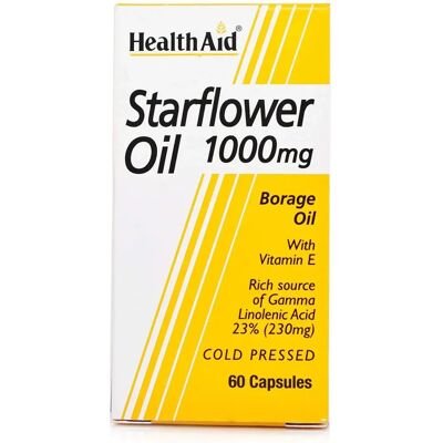 Health Aid HealthAid Starflower Oil 1000mg (23% GLA) Capsules - Dietary Supplement Health Aid HealthAid Starflower Oil 1000mg (23% GLA) Capsules - Dietary Supplement