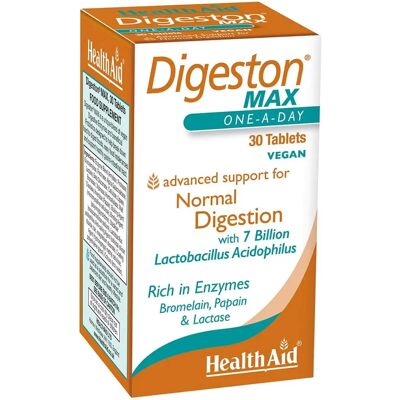 HealthAid Digeston Max - Vegan Digestive Enzymes, Probiotics, 30 Tablets HealthAid Digeston Max - Vegan Digestive Enzymes, Probiotics, 30 Tablets