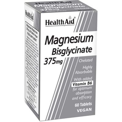 Health Aid Magnesium Bisglycinate 375mg - Vegan Tablets - Dietary Supplement Health Aid Magnesium Bisglycinate 375mg - Vegan Tablets - Dietary Supplement