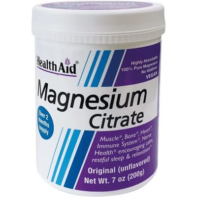 HealthAid Magnesium Citrate Vegan 200g Pulver - Nahrungsergänzung HealthAid Magnesium Citrate Vegan 200g Pulver - Nahrungsergänzung