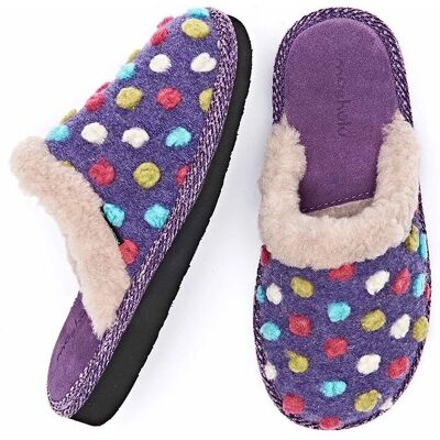 Moshulu Malia 2 Purple Polkadot Slip-On Slippers - Slippers Moshulu Malia 2 Purple Polkadot Slip-On Slippers - Slippers