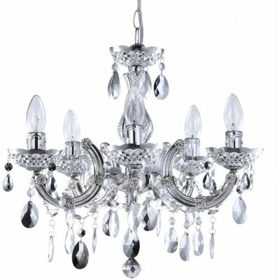 Litecraft - Marie Therese - Silver - 5 Arm - Chandelier Litecraft - Marie Therese - Silver - 5 Arm - Chandelier