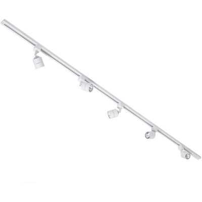 Litecraft 2 Metre Kitchen Track Light With 5 Soho Fixture & Led Bulbs - White Litecraft 2 Metre Kitchen Track Light With 5 Soho Fixture & Led Bulbs - White