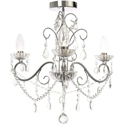 Forum Lighting Vela 3 Light Bathroom Chandelier - Chrome & Glass Forum Lighting Vela 3 Light Bathroom Chandelier - Chrome & Glass