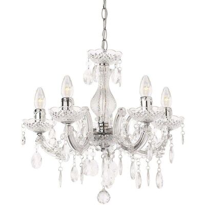 Litecraft - Marie Therese - Chrome - 5 Light - Chandelier Litecraft - Marie Therese - Chrome - 5 Light - Chandelier