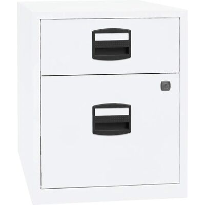 BISLEY Mobiler Aufbewahrungsschrank - Weiß & Grau, 1 Schublade, Schloss - Staubschrank BISLEY Mobiler Aufbewahrungsschrank - Weiß & Grau, 1 Schublade, Schloss - Staubschrank