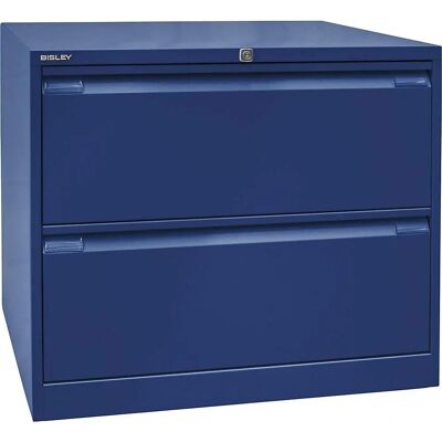 BISLEY Hangmappenkast - Staal, Blauw, 2 Sluitbare Lades BISLEY Hangmappenkast - Staal, Blauw, 2 Sluitbare Lades