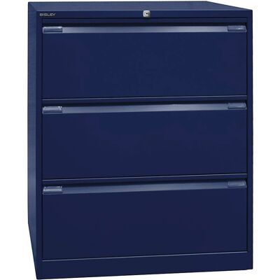 BISLEY Hängeregistraturschrank - 3 Schubladen, Oxfordblau, Mit Schloss BISLEY Hängeregistraturschrank - 3 Schubladen, Oxfordblau, Mit Schloss