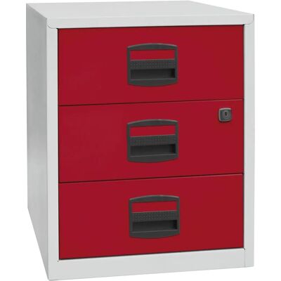 Armadio mobile BISLEY PFA - 3 cassetti - grigio chiaro / rosso cardinale - armadio di stoccaggio Armadio mobile BISLEY PFA - 3 cassetti - grigio chiaro / rosso cardinale - armadio di stoccaggio