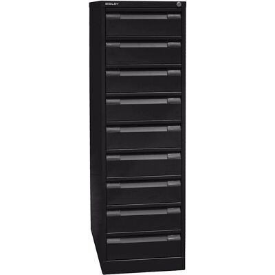 Archivo de Acero BISLEY - 9 Cajones, DIN A6, Negro, Doble Carril Archivo de Acero BISLEY - 9 Cajones, DIN A6, Negro, Doble Carril