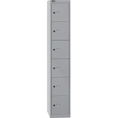 Bisley Schließfachschrank - 6 Fächer, Silber, 30,5x30,5x180,2cm Bisley Schließfachschrank - 6 Fächer, Silber, 30,5x30,5x180,2cm