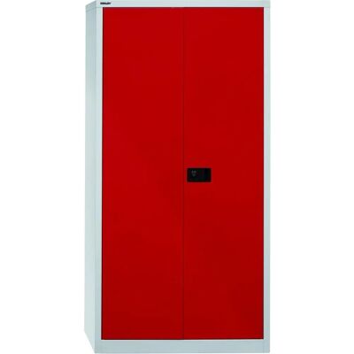 Armario de almacenamiento BISLEY - Gris claro / Rojo cardinal - Acero, con cerradura, 4 estantes Armario de almacenamiento BISLEY - Gris claro / Rojo cardinal - Acero, con cerradura, 4 estantes