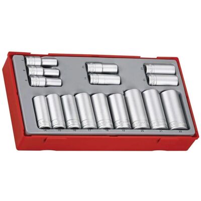 Teng Tools 16-tlg. Langhülsensatz - 3/8" Antrieb - Chrom Teng Tools 16-tlg. Langhülsensatz - 3/8" Antrieb - Chrom
