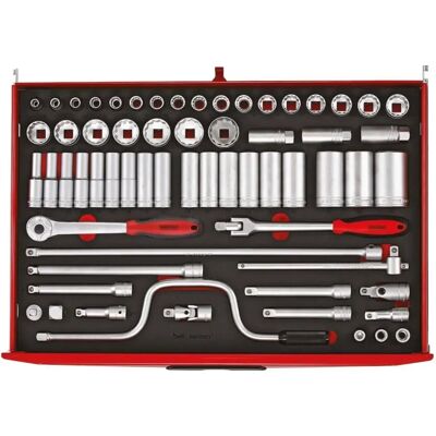 Jeu de 63 douilles Teng Tools - Guide carré 1/2 pouce, métrique Jeu de 63 douilles Teng Tools - Guide carré 1/2 pouce, métrique