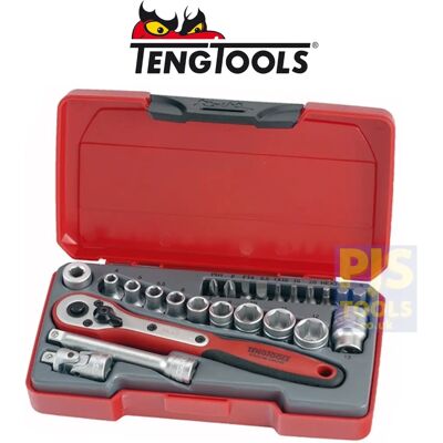 Teng Tools T1424 24pc Socket Set - Ratchet & Bits Teng Tools T1424 24pc Socket Set - Ratchet & Bits