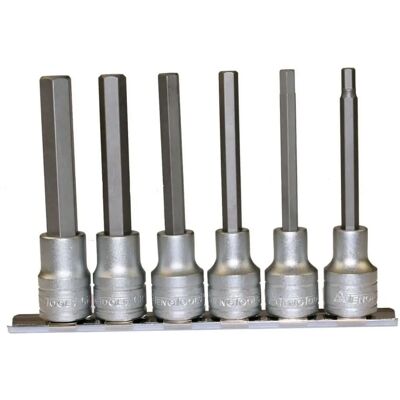 Conjunto Teng Tools M1211 com 6 peças, 100mm de comprimento, acionamento de 1/2", soquete hexagonal Conjunto Teng Tools M1211 com 6 peças, 100mm de comprimento, acionamento de 1/2", soquete hexagonal