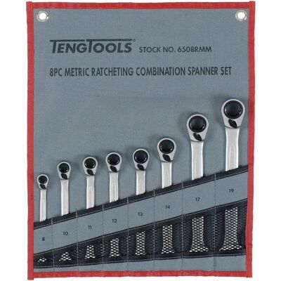 Conjunto de 8 chaves de catraca Teng Tools - 8-19mm Conjunto de 8 chaves de catraca Teng Tools - 8-19mm