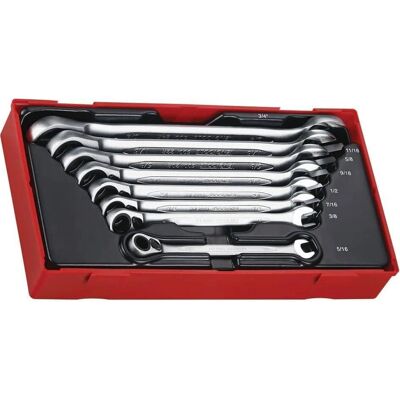 Juego de llaves de carraca Tengtools 8 piezas - 12 dientes, cromo vanadio Juego de llaves de carraca Tengtools 8 piezas - 12 dientes, cromo vanadio