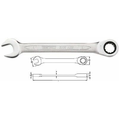Llave Combinada de 22mm con Carraca Tengtools - Modelo 600522RS Llave Combinada de 22mm con Carraca Tengtools - Modelo 600522RS