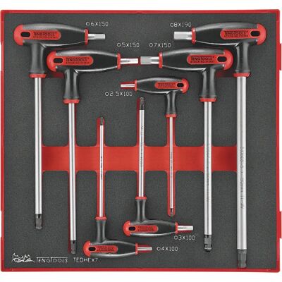 Teng Tools TEDHEX7 Sechskantschlüssel-Set - 7 Stück, T-Griff, Metrisch Teng Tools TEDHEX7 Sechskantschlüssel-Set - 7 Stück, T-Griff, Metrisch