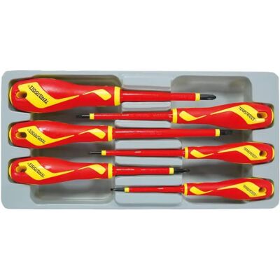 Ensemble de tournevis isolés Tengtools MDV906N - 6 pièces - 1000V - Plat et PH Ensemble de tournevis isolés Tengtools MDV906N - 6 pièces - 1000V - Plat et PH