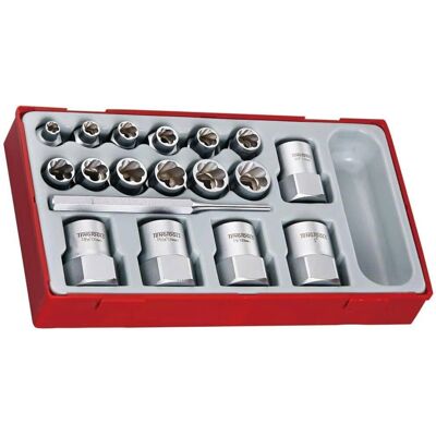 Ensemble de douilles TengTools pour écrous endommagés - 18 pièces Ensemble de douilles TengTools pour écrous endommagés - 18 pièces