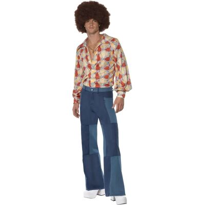 Pantalons patchwork bleus Smiffys - Costume disco 70s Pantalons patchwork bleus Smiffys - Costume disco 70s