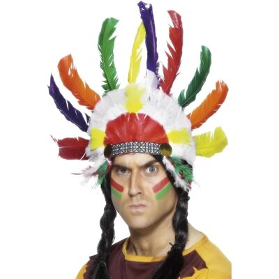 Smiffys Native American Inspired Headdress - Multi - Headdress Smiffys Native American Inspired Headdress - Multi - Headdress