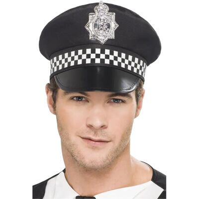 Smiffys Polis Panda Hatt i Tyg med Rutig Band Smiffys Polis Panda Hatt i Tyg med Rutig Band