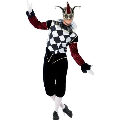 Smiffys Gothic venezianisches Harlekin-Kostüm - Weiß Schwarz Groß Smiffys Gothic venezianisches Harlekin-Kostüm - Weiß Schwarz Groß