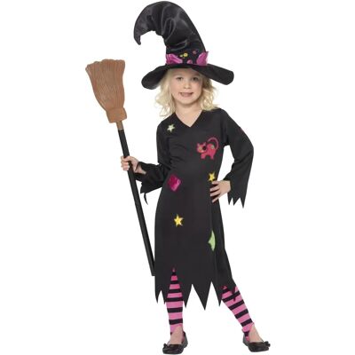 Smiffys Peuter Cinder Heks Kostuum - Jurk, Hoed & Kousen - Halloween Smiffys Peuter Cinder Heks Kostuum - Jurk, Hoed & Kousen - Halloween