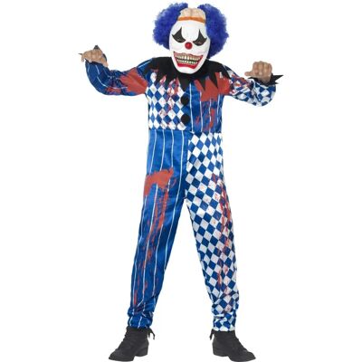 Disfraz de payaso siniestro azul/blanco de Smiffys para niños - Disfraz de Halloween Disfraz de payaso siniestro azul/blanco de Smiffys para niños - Disfraz de Halloween
