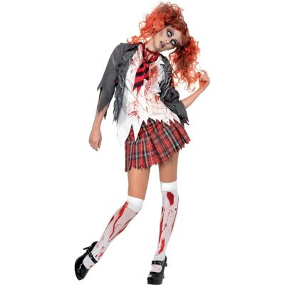 Smiffys Grey White Red Zombie Schoolgirl Costume - Costume Smiffys Grey White Red Zombie Schoolgirl Costume - Costume