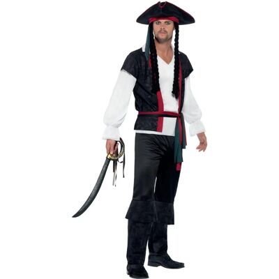 Smiffys Men's Aye Aye Pirate Captain Costume - Black - Costume Smiffys Men's Aye Aye Pirate Captain Costume - Black - Costume