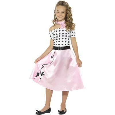 Smiffys Pink 50s Poodle Girl Costume - Dress 50s Fancy Girls Rock Smiffys Pink 50s Poodle Girl Costume - Dress 50s Fancy Girls Rock