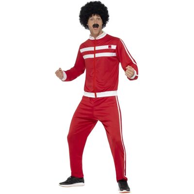 Tuta retrò anni 80 Smiffys rosso/bianco per adulti Tuta retrò anni 80 Smiffys rosso/bianco per adulti