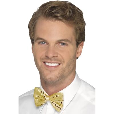 Noeud papillon à sequins doré pour adultes - Accessoire de déguisement - Publicité Noeud papillon à sequins doré pour adultes - Accessoire de déguisement - Publicité