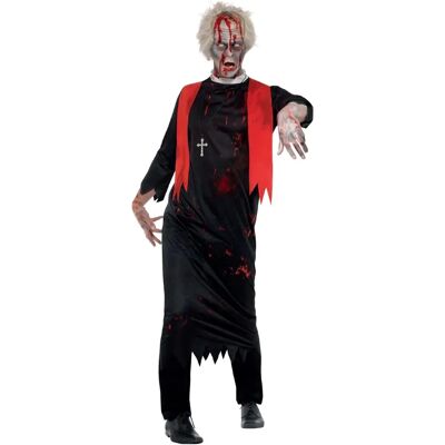Déguisement de Prêtre Zombie Smiffys - Noir/Rouge pour Adultes Déguisement de Prêtre Zombie Smiffys - Noir/Rouge pour Adultes