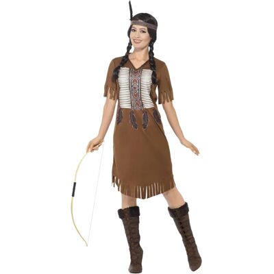 Smiffys Dames Native American Krijger Prinsessen Kostuum - Bruin, Large Smiffys Dames Native American Krijger Prinsessen Kostuum - Bruin, Large