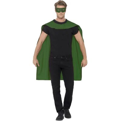 Ensemble cape et masque pour les yeux vert de Smiffys - Accessoire de costume de super-héros Ensemble cape et masque pour les yeux vert de Smiffys - Accessoire de costume de super-héros